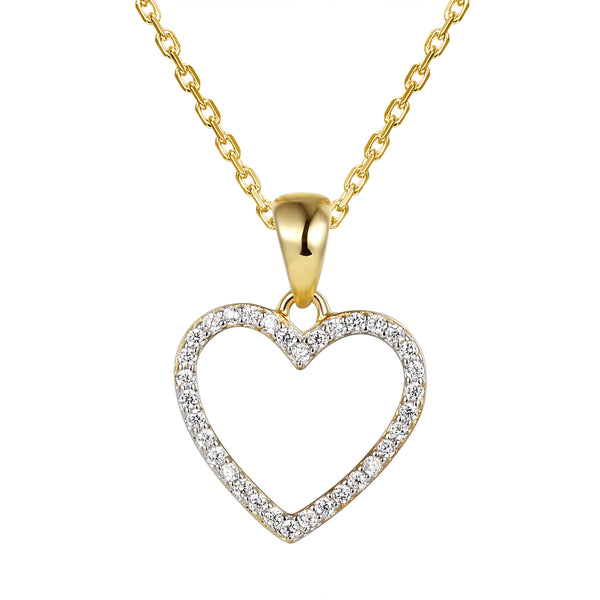 Heart Love Pendant 14k Gold Finish Chain Gift Set | Master of Bling