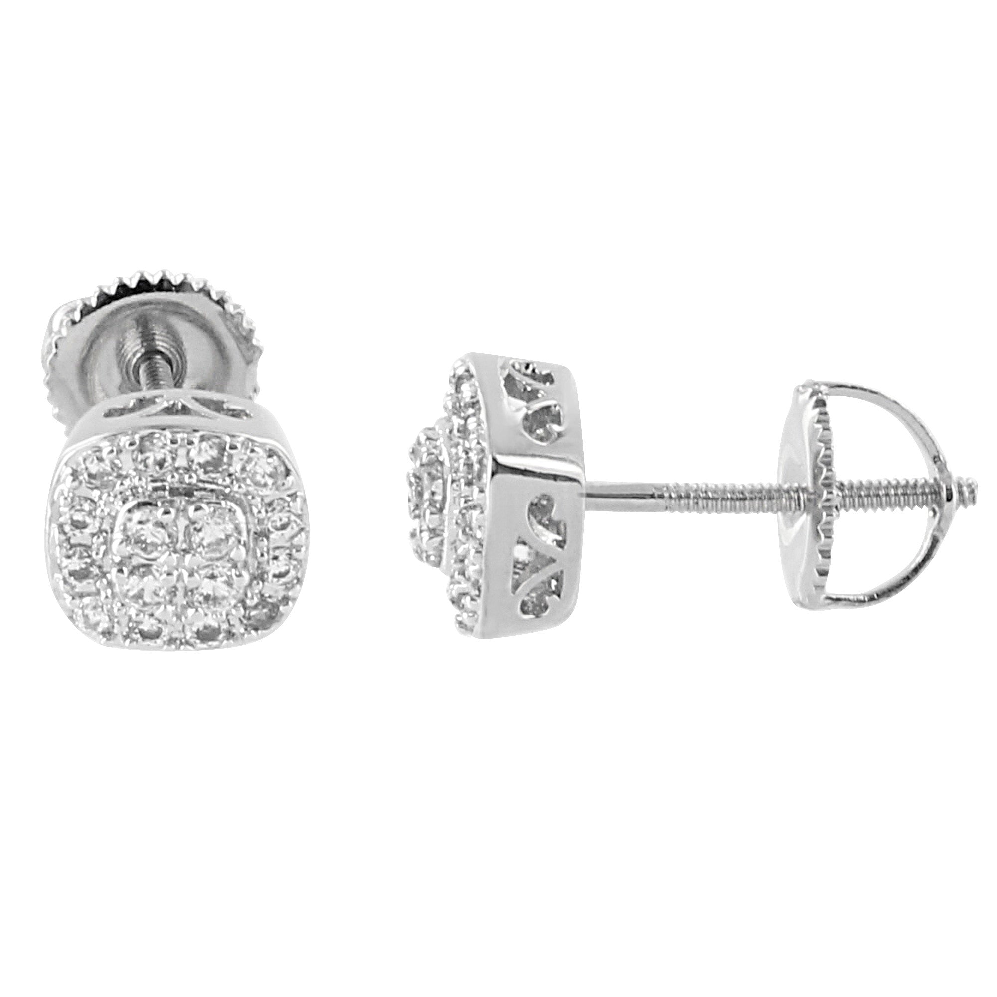 Prong Set Earrings Simulated Diamonds 14k White Gold Finish Screw Back ...