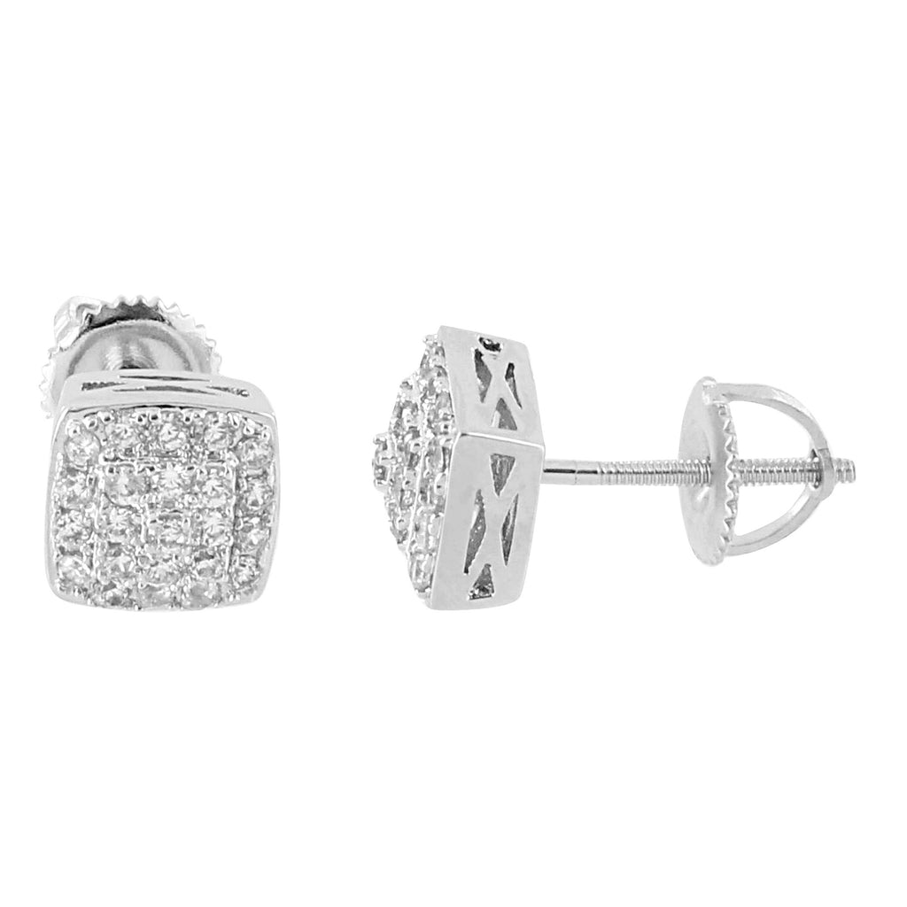 Square Designer Earrings Bling Lab Diamonds 14K White Gold Finish Scre ...